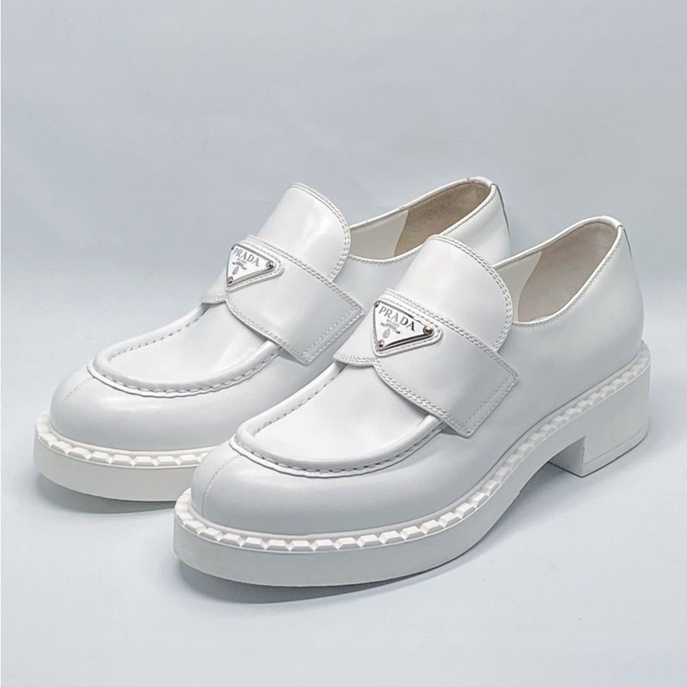 Prada Spazzolato Logo Platform Leather Loafers size 39 - Picture 5 of 14